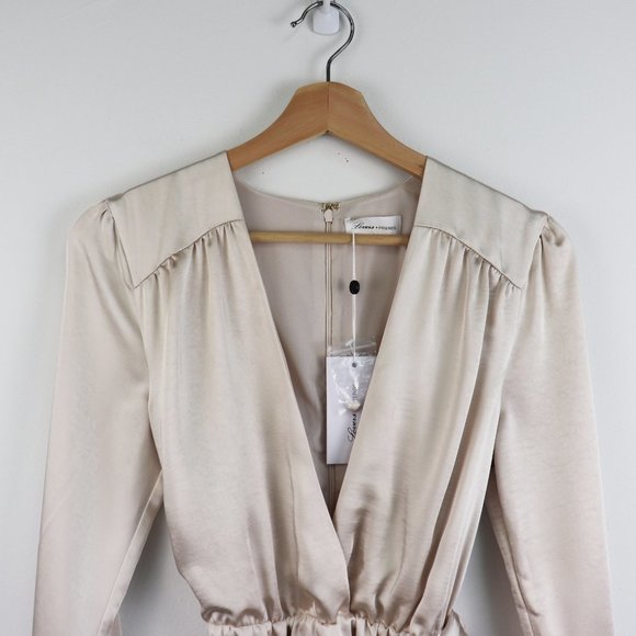 NWT Lovers + Friends Ivy Satin Dress in Champagne - Picture 6 of 8